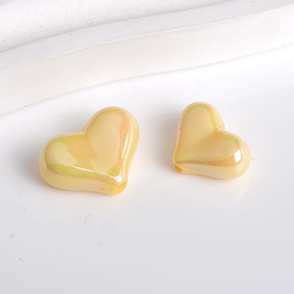 Solid Color Plating Heart Acrylic Flat Beads 13mm 17mm 250pcs 8