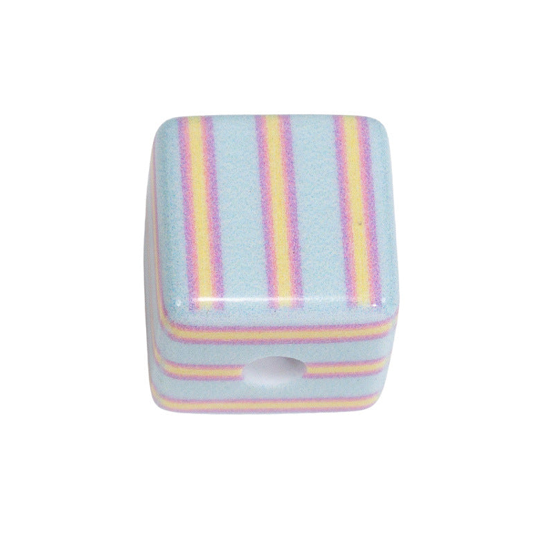 Striped Designer M Acrylic Square Beads 14mm 10pcs 13
