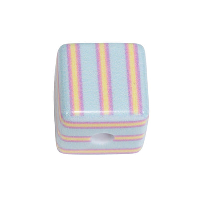 Striped Designer M Acrylic Square Beads 14mm 10pcs 13