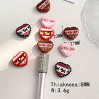 Lace Heart Acrylic Beads 27mm Puppy Pattern Mixed Colors 50pcs 4