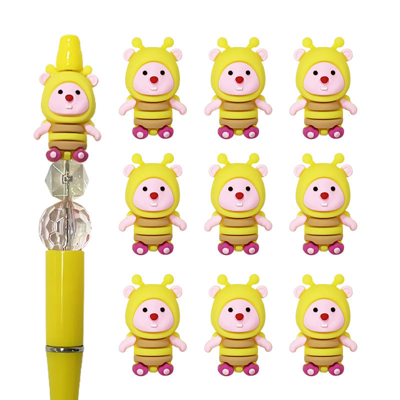 Silicone 3D Focal Beads Cartoon Bee Loop Design 20pcs 2