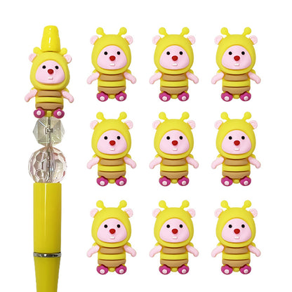 Silicone 3D Focal Beads Cartoon Bee Loop Design 20pcs 2
