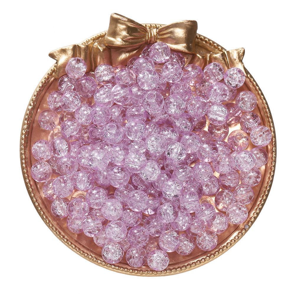 Crackle Round Glass Beads 8mm Colored Hole 1.3mm 50pcs 19