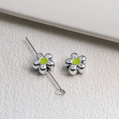 Silver Cherry Blossom Acrylic Beads 12mm Enamel 50pcs 8