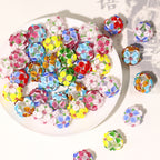 Lampwork Glass Beads Handmade Flower Ball 15mm Multicolor 10pcs