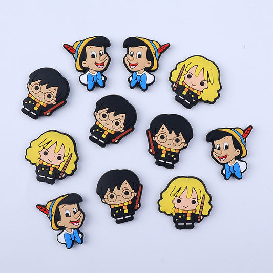 Silicone Focal Beads Anime Harry Potter Characters Holding Wands 20pcs 2
