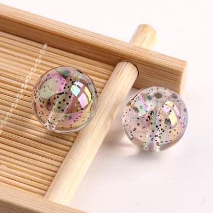 Plated Bubblegum Beads 18-20mm Transparent Mylar Flakes Filled 100g 12