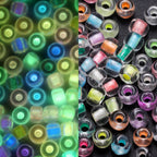 Glow In The Dark Seed Glass Beads 3mm Multicolor Stripes 1800pcs