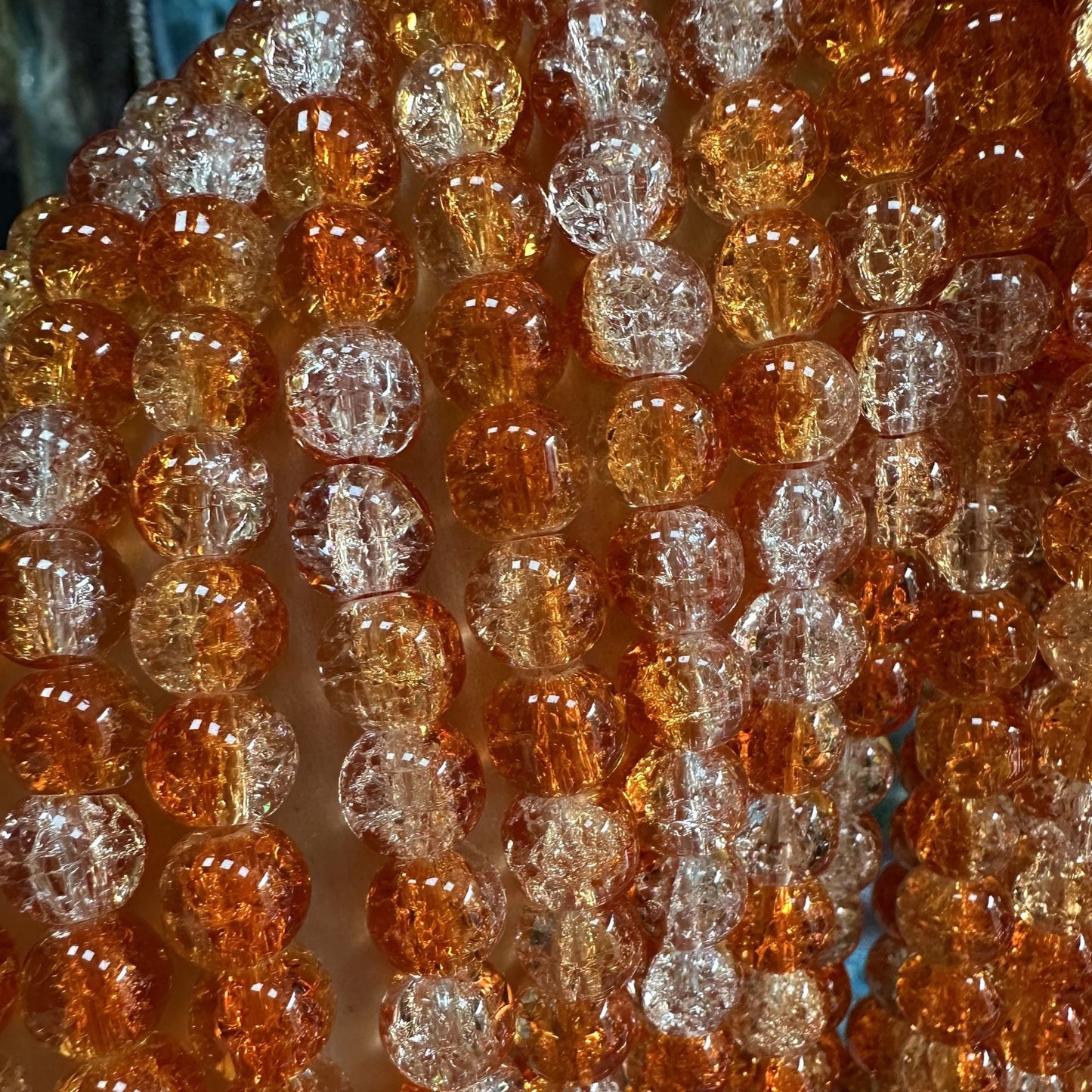 Crackle Glass Beads Round 8mm Dual Color Explosion 10 Strands 24