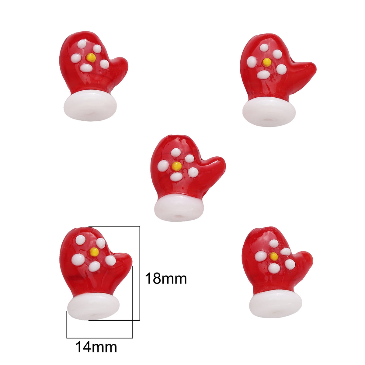 Lampwork Glass Beads Hand Painted Christmas Theme Enamel 2pcs 13