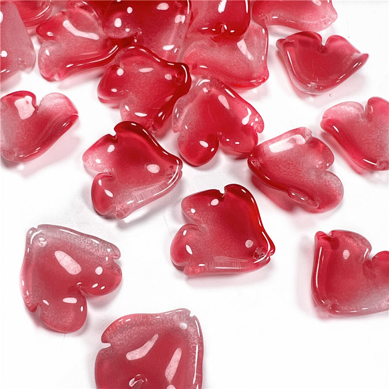 Czech Glass Peony Glass Beads 19mm Translucent Crimson 50pcs