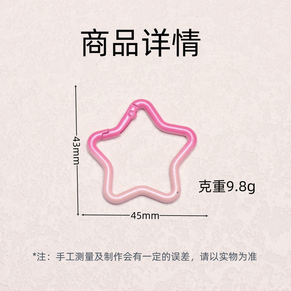 Alloy Gradient Pearlescent Star Trigger Spring Keyrings 4pcs 43mm 2