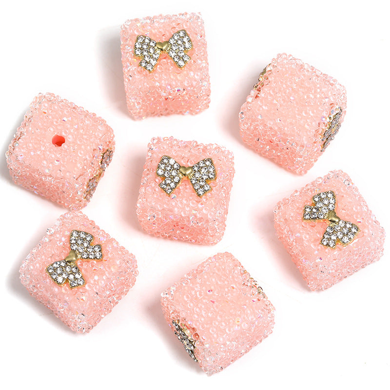 Butterfly Pentagram Cube Rhinestone Beads 22mm Vibrant Metal Embellished 5pcs 23