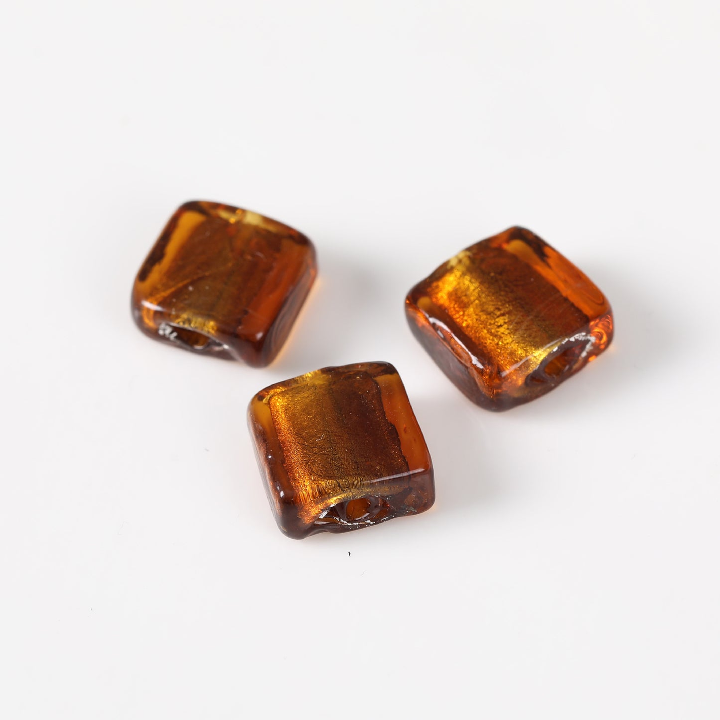 Vintage Transparent Lampwork Square Glass Beads 12mm 20pcs 15
