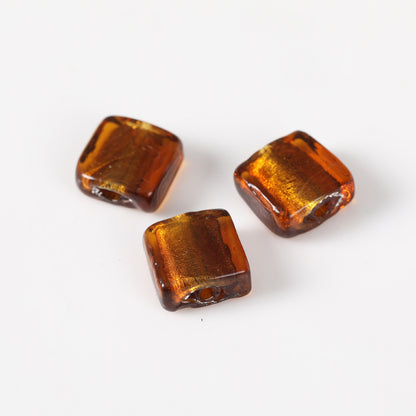 Vintage Transparent Lampwork Square Glass Beads 12mm 20pcs 15