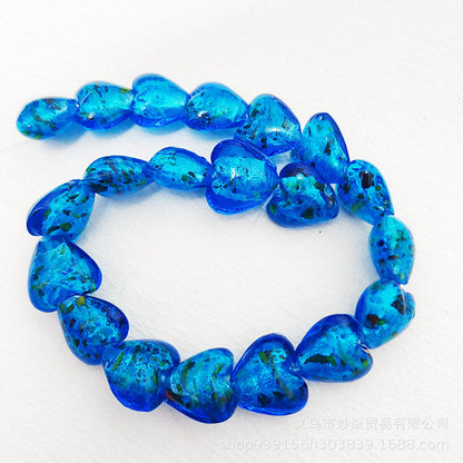 Lampwork Glass Beads Heart 15mm Gold Foil Mixed Colors 20pcs 12
