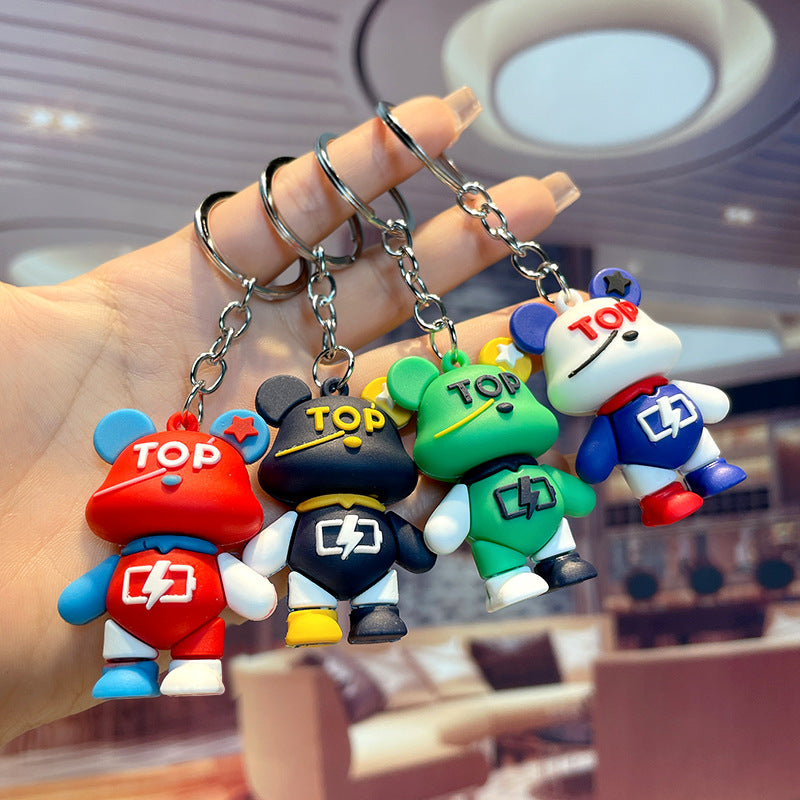 PVC Super Cool Bear Keychain Colorful Street Style Charm