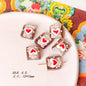 Lampwork Glass Beads Square 15mm Hand Painted Dotted Heart 10pcs 10