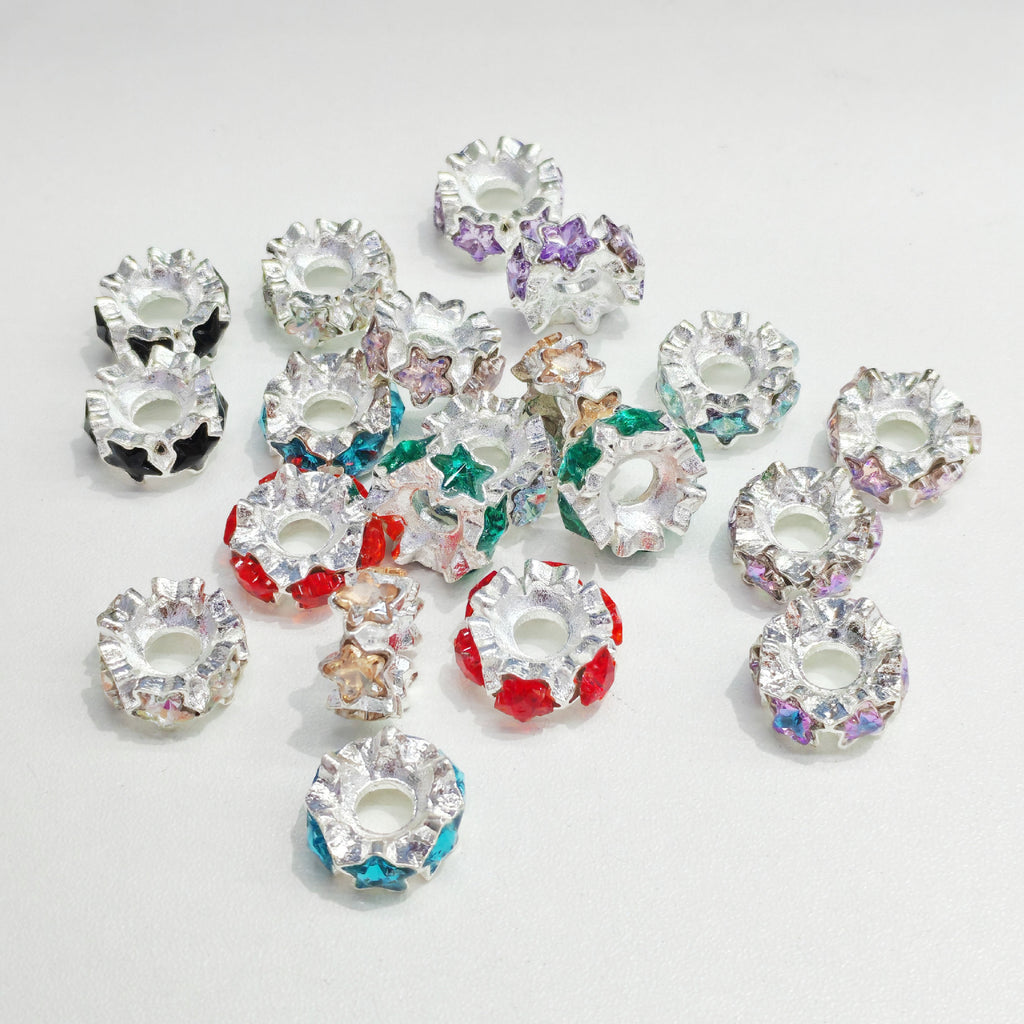 Rhinestone Star Alloy Spacer Beads 15mm 15pcs 4