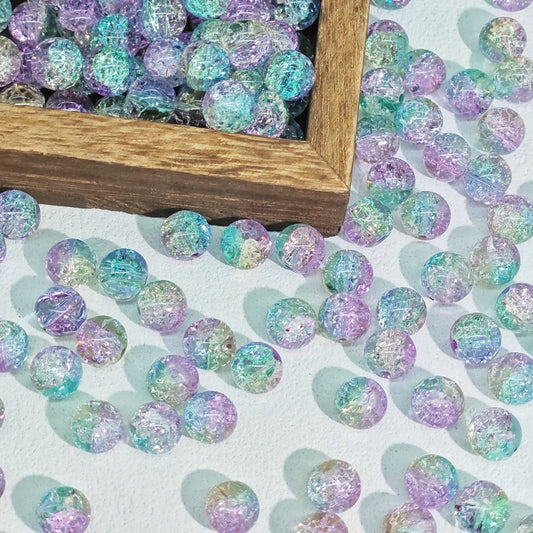 Crackle Round Glass Beads 10mm Bright Multicolor 50pcs 2