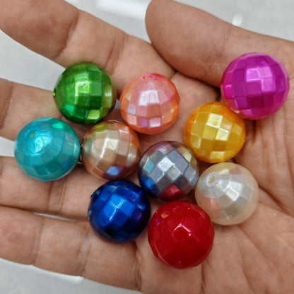 Faceted Bubblegum Beads 20mm Imitation Pearl Disco Ball 60pcs 3