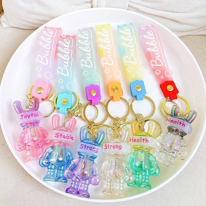 Acrylic Jelly Gradual Color Space Rabbit Keychain Creative Design 4