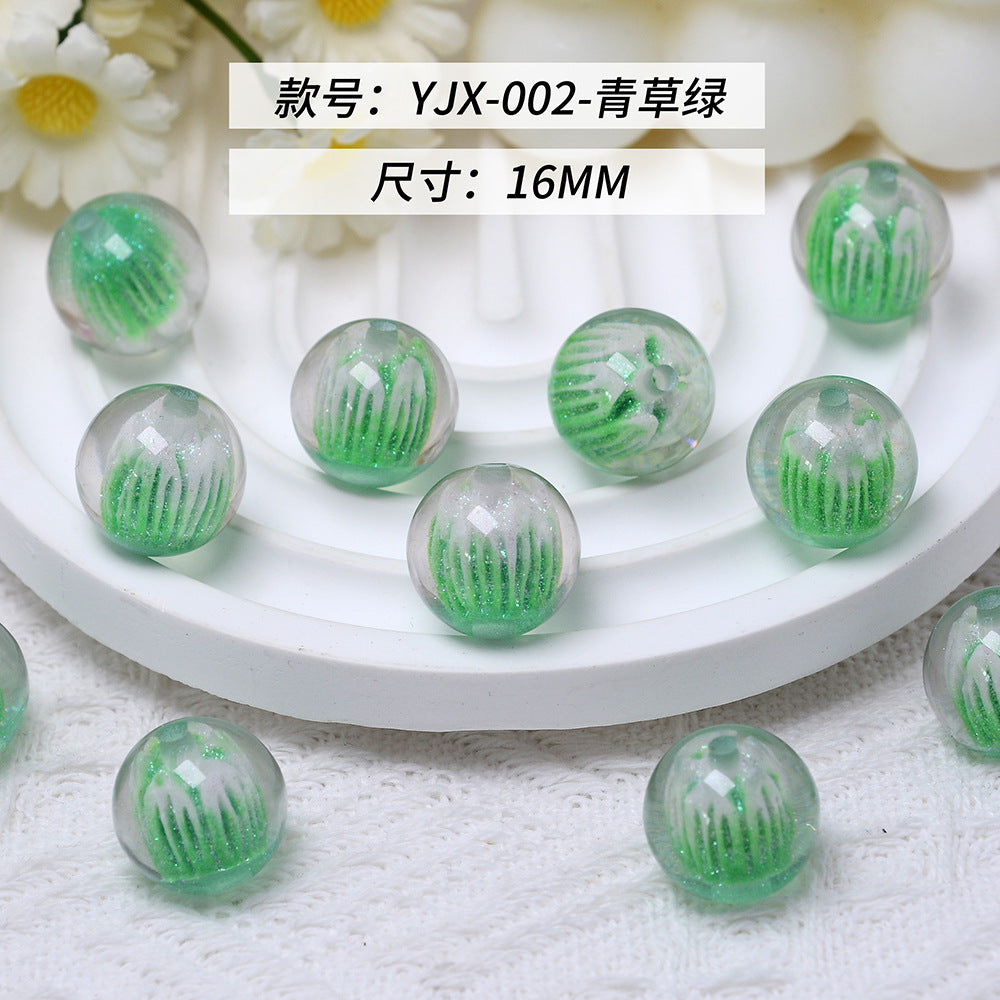Clear Tulip Resin Beads 16mm Round Translucent Sparkle 10pcs 8