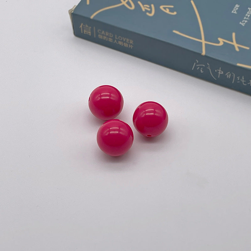 Opaque Bubblegum Beads 20mm Solid Color Glossy Mixed 113pcs 39