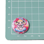 Flat Round Acrylic Beads 25mm Anime Pretty Girl Printed Resin 10pcs 5