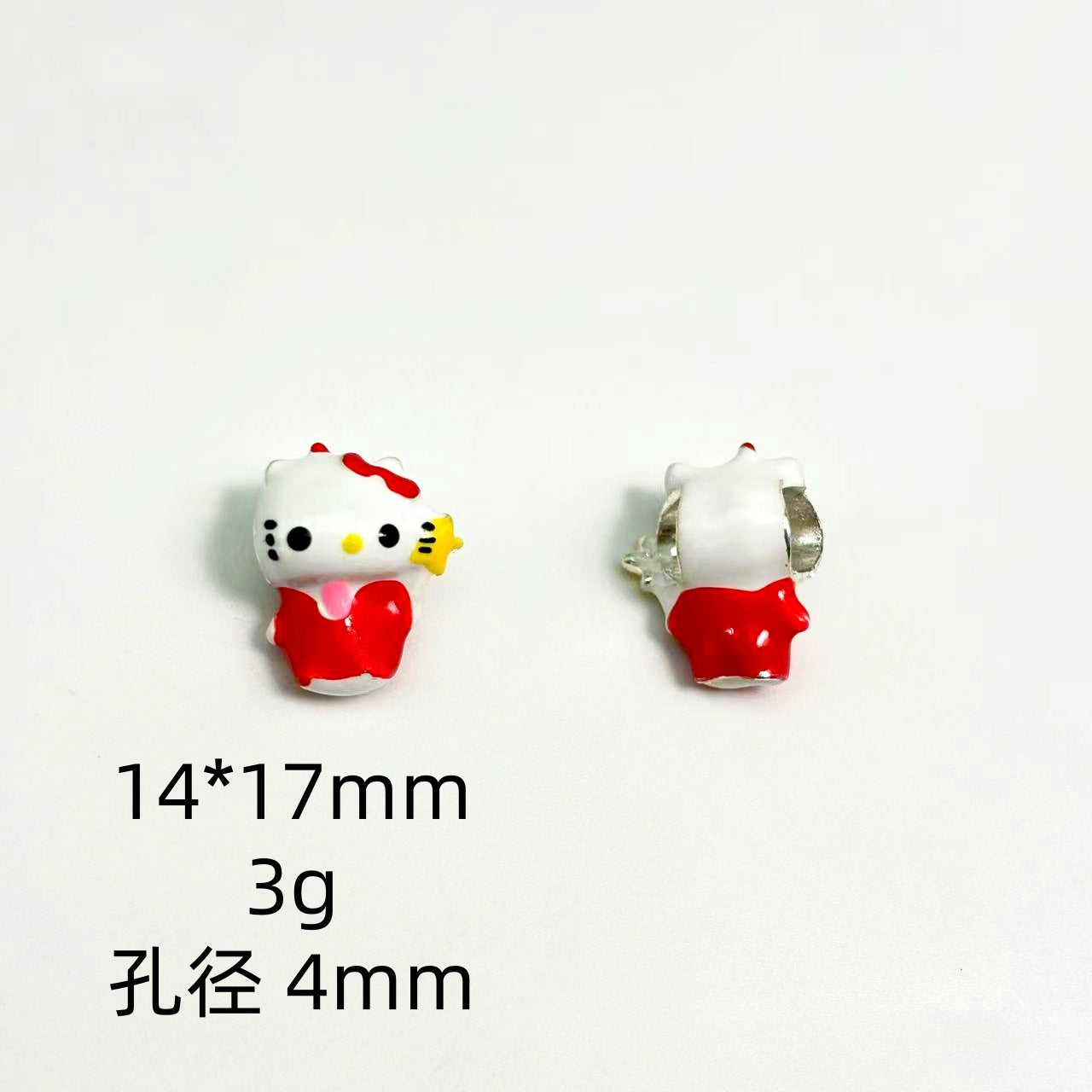 3D Cartoon Character Metal Beads Big Hole Hand Painted Alloy 10pcs 4