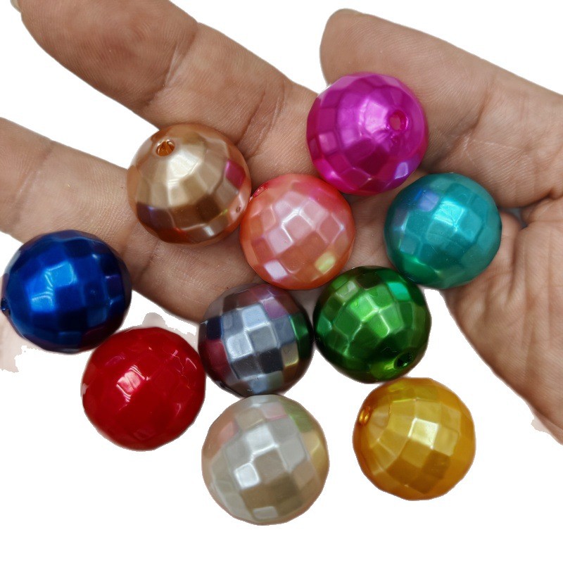 Faceted Bubblegum Beads 20mm Imitation Pearl Disco Ball 60pcs 5