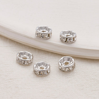 Rhinestone Brass Ripple Spacer Beads 4-10mm 100pcs 6