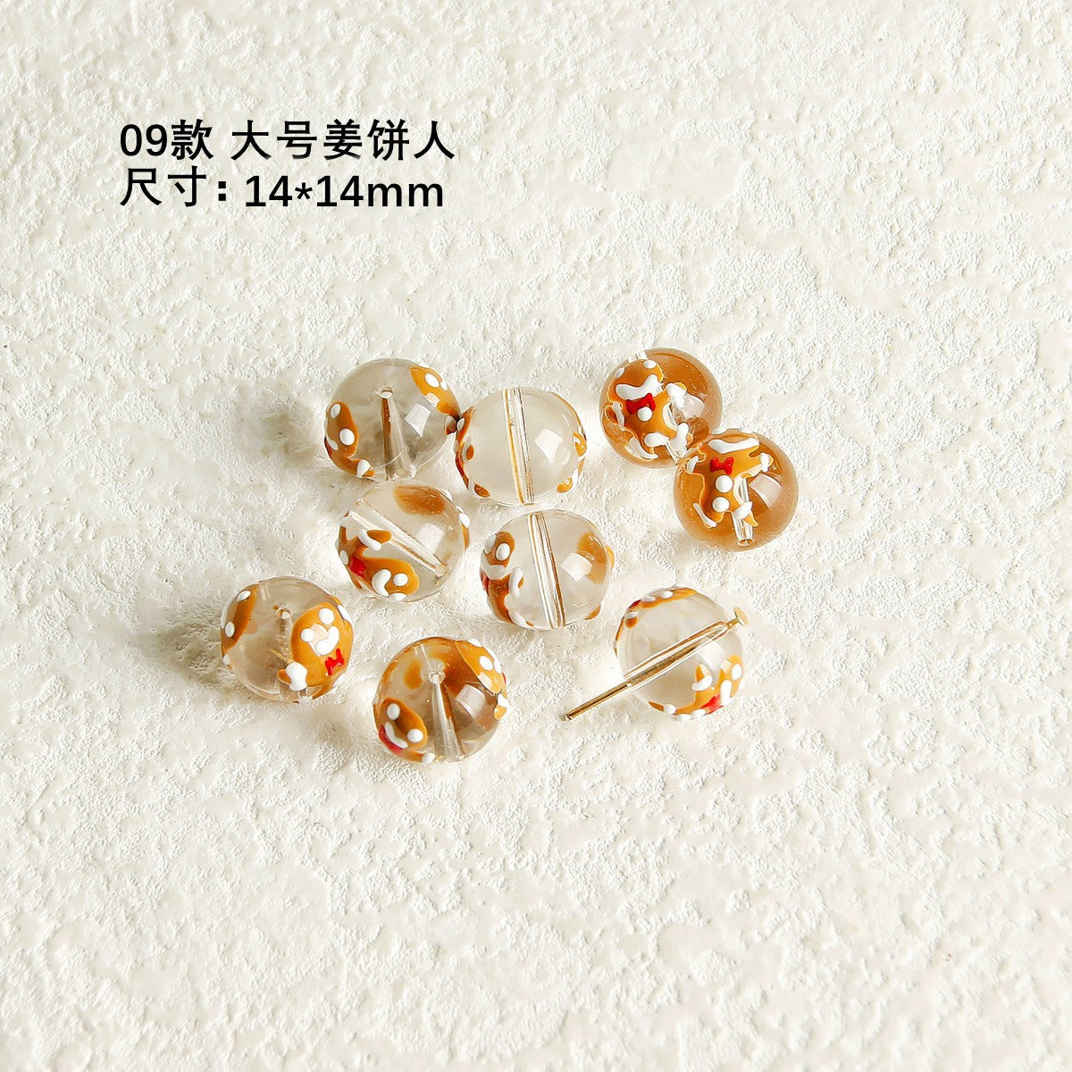 Hand Painted Transparent Glass Beads 12-14mm Christmas Series 1pc 3