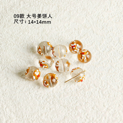Hand Painted Transparent Glass Beads 12-14mm Christmas Series 1pc 3