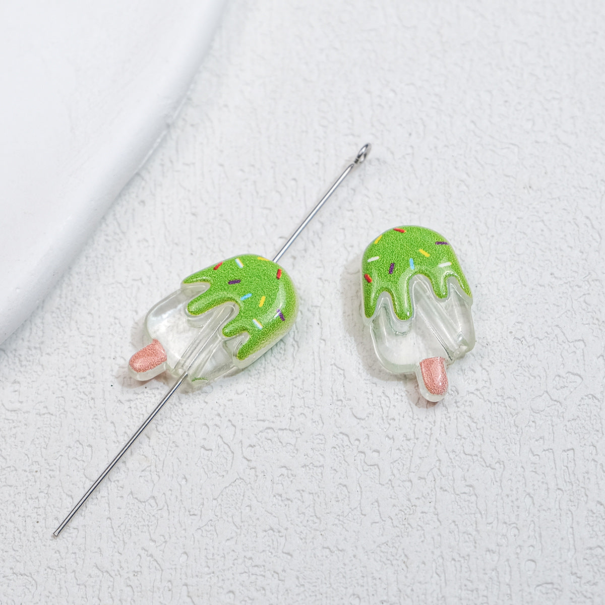 Clear Popsicle Acrylic Beads 20mm Colorful Drip Design 50pcs 12