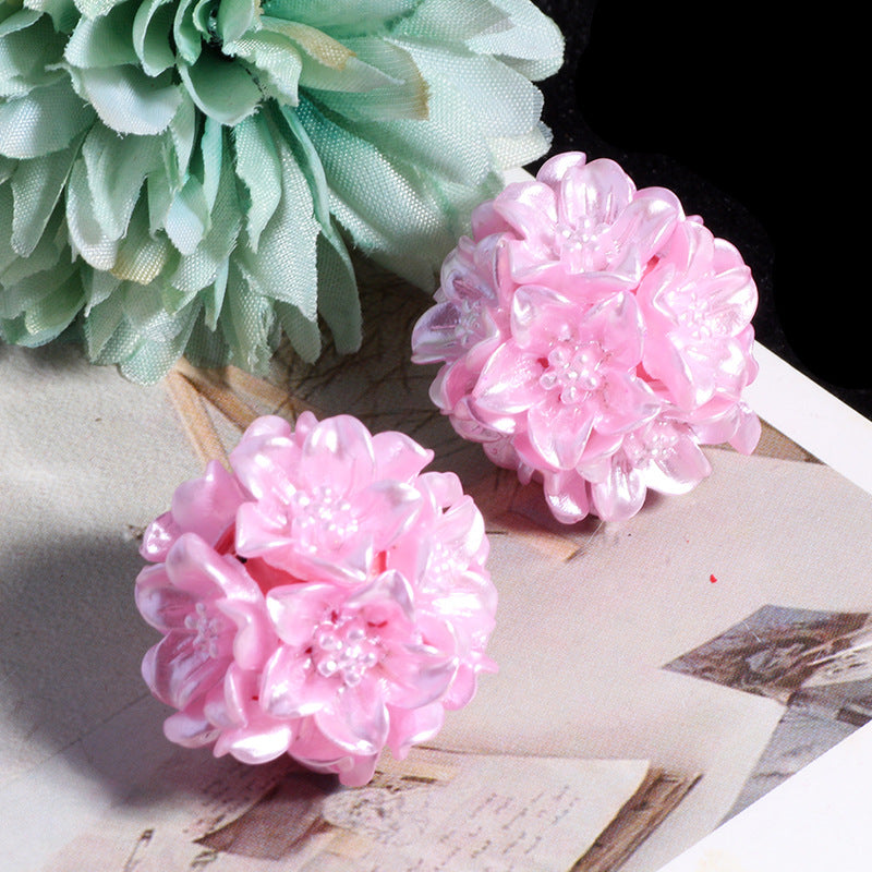 Floral Bubblegum Beads 22mm Metal Texture Flower Cluster 5pcs 10