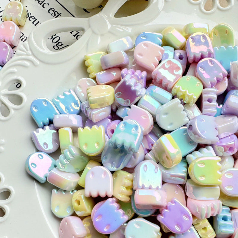 UV Plating Ghost Acrylic Flat Beads 14mm Candy Color 50pcs 4