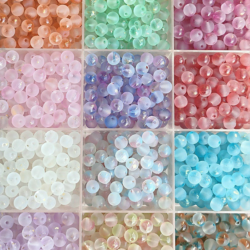 Frosted Round Glass Beads 8mm Pastel Matte Colors 50pcs