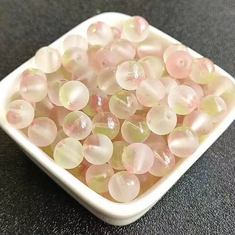 Frosted Round Glass Beads 8mm Pastel Matte Colors 50pcs 19