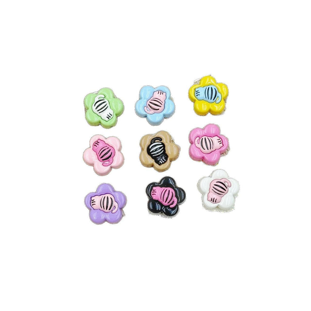 Devil Heart and Kitten Flower Metal Beads 17/15mm Baking Painted 18pcs 4