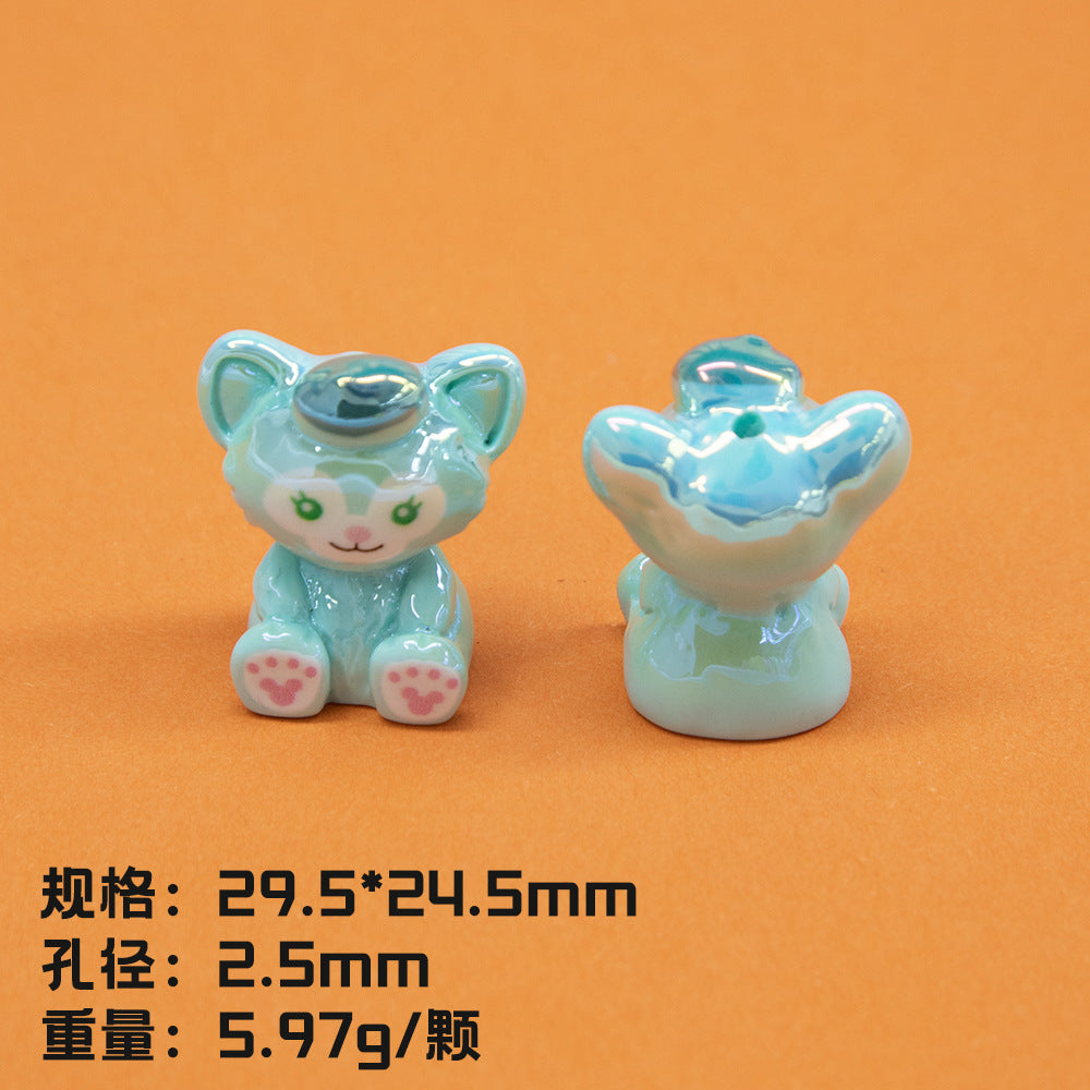 Plating 3D Animal Resin Beads Charming Glossy Disney Series 10pcs 6