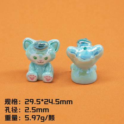 Plating 3D Animal Resin Beads Charming Glossy Disney Series 10pcs 6