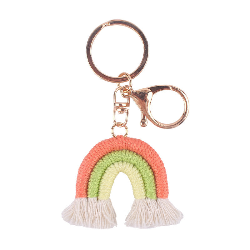 Cotton Braided Tassel Crochet Rainbow Keychain Plush Material 7