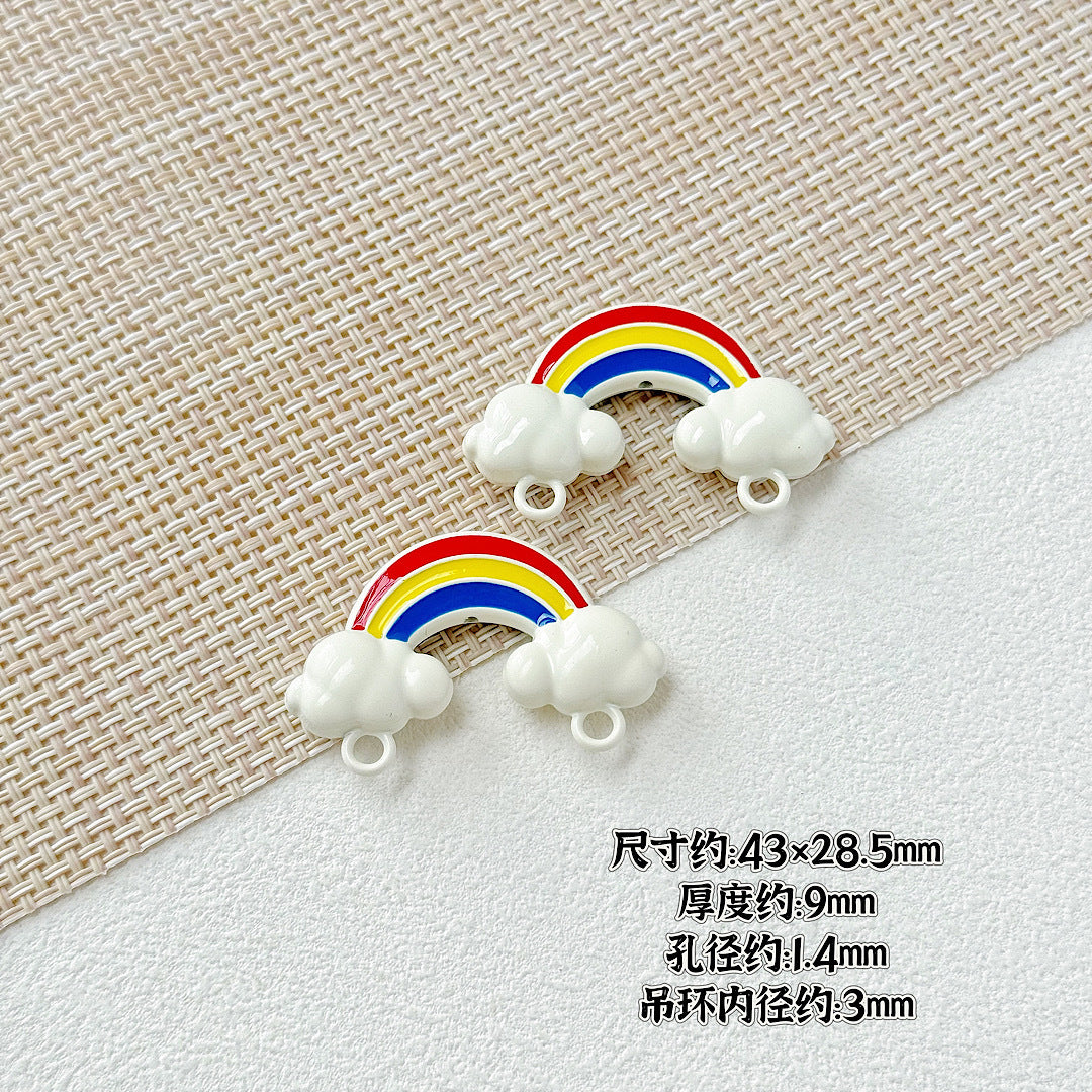Painted Rainbow and Swing Plate Metal Beads 43mm 28mm Baking Finish 10pcs 5