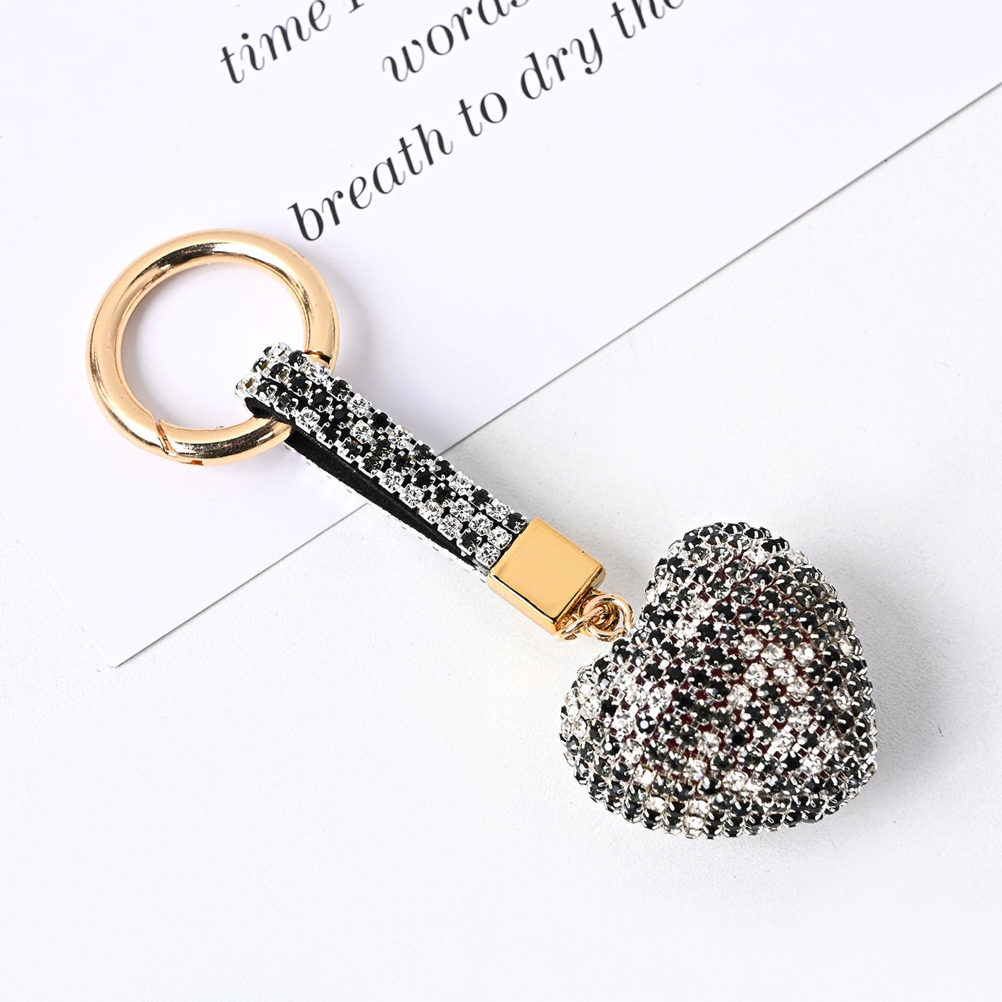 Diamond Encrusted Crystal Heart Keychain Alloy Multiple Colors 15