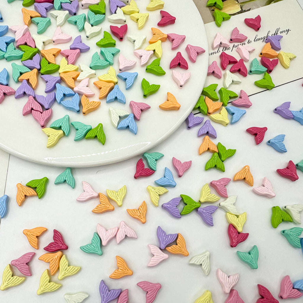 Mermaid Tail Metal Beads 10mm Pastel Painted Scales 20pcs