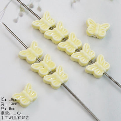 Colorful Butterfly Ceramic Beads 18mm Pastel Glazed 10pcs 9