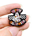 Silicone Focal Beads Happy Halloween Ghost Hippie Checkerboard 20pcs 5