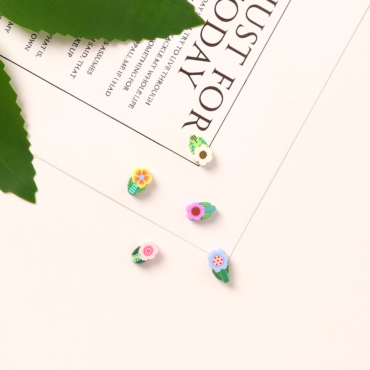 Flower Clay Beads 11mm Colored Pastel Polymer 100pcs 3