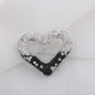 Shimmer Hollow Heart Frame Polymer Clay Rhinestone Beads 32mm 6pcs 19